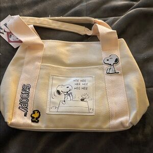 Peanuts Cream Canvas Bag with Snoopy Tag